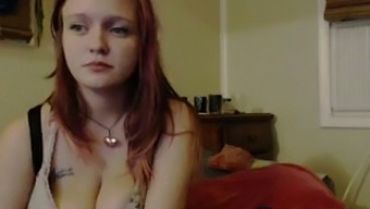 Web Camera bulky redhead in lingerie